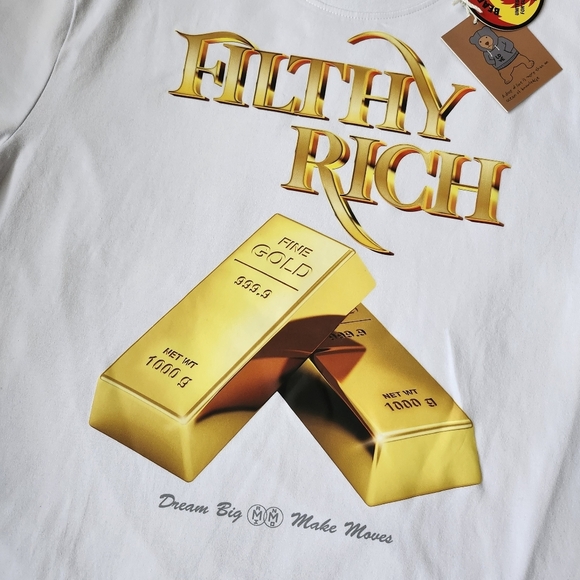 Bear the Beams Other - White 'Filthy Rich' Graphic Tee